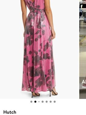 Hutch Pink and Silver Metallic Floral Maxi